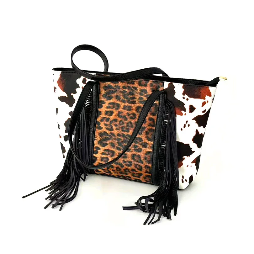 

Женская сумка через плечо для повседневного использования, большая вместительная сумка с леопардовым принтом, дизайнерская женская сумка, модная женская сумка с бахромой, большие сумки-тоут, bolsas
