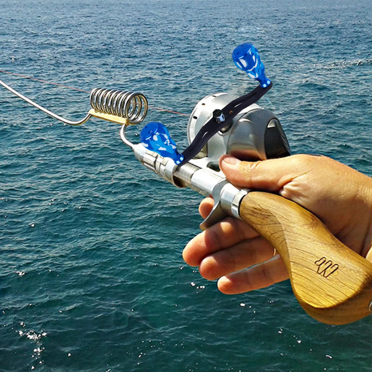 カーボンファイバー釣りリールハンドル軽量ロッカーベイトキャスティングトローリングリール用右左手使用耐久性のあるグリップ釣りホイール