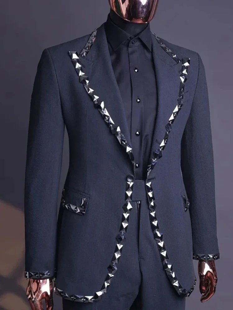 Temperament Sequined men's suit High Quality 2-piece Men's Suit Men's Stage Costume Wedding Tuxedos Special Occasion Gowns