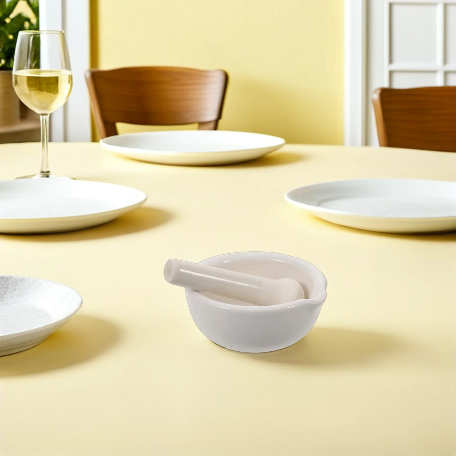 

1Set Porcelain Spice Grinder Ceramic Mortar Pestle 10Cm Manual Kitchen Tool for Grinding Nuts Grains Spices Pills Seasoning