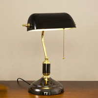 American style Antique Bank Table Lamp Glass Retro European Office Desk Lamp Living Room Bedroom Bedside Decorative Lamp