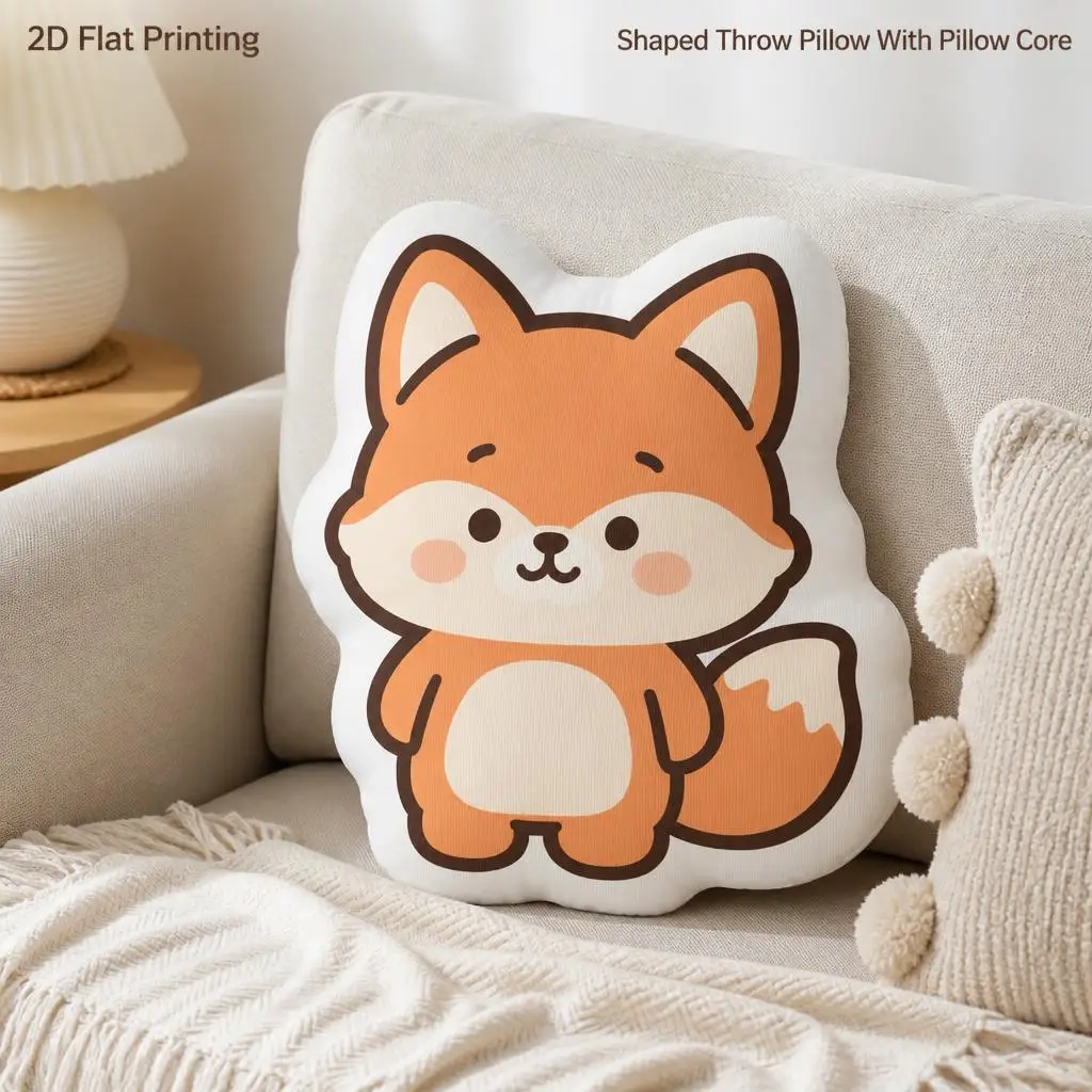 Cute Cartoon Woodland Orange Fox Shaped Pillow Animal Cushion Fox Lover Throw Pillow for Sofa Living Room Home Decor Gift