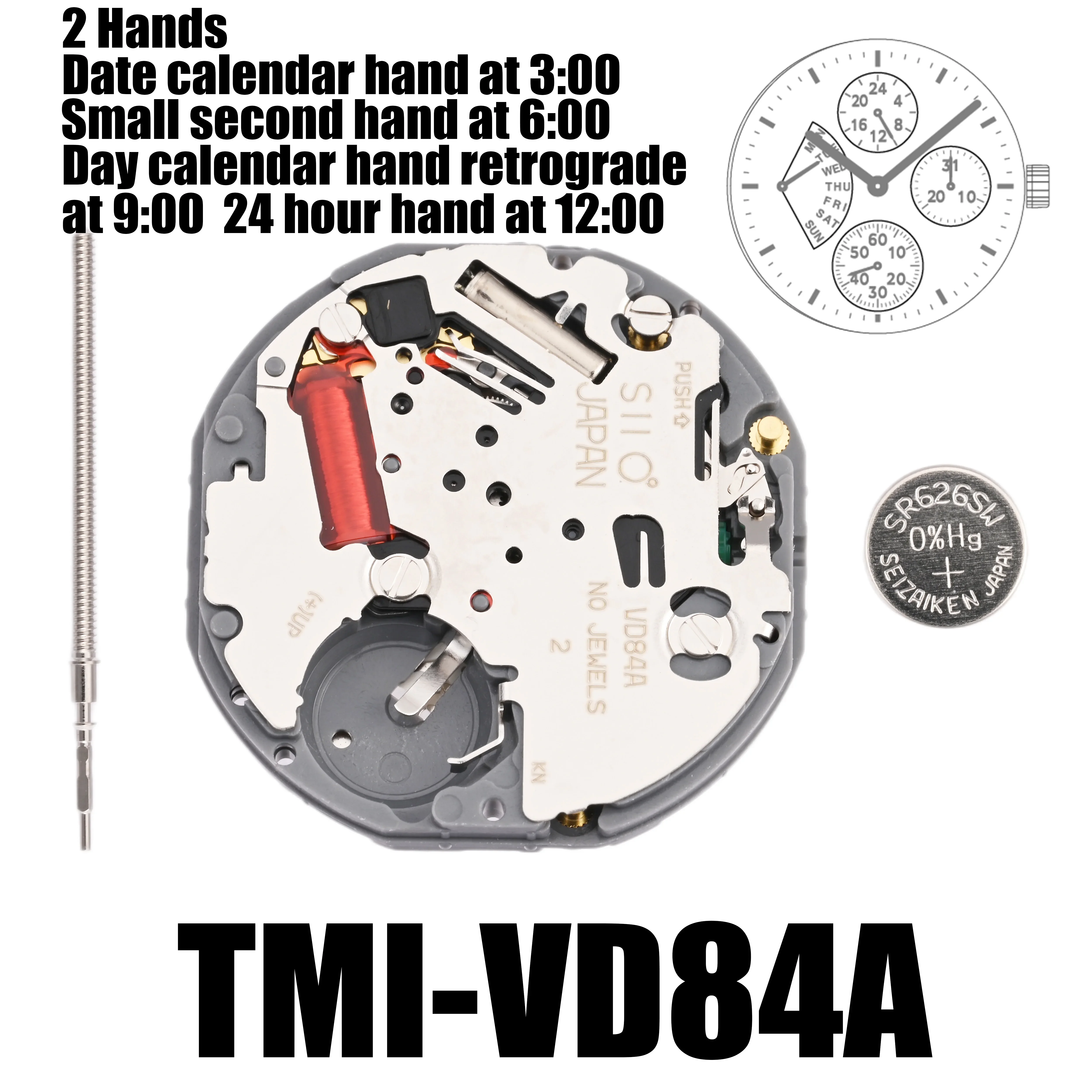 Vd84 Beweging Tmi Vd84 Beweging 2 Handen Multi-Eye Movement Multi-Eye (Dag, Datum, 24 Uur, Kleine Sec) Grootte: 10 ½ Met Hoogte: 3.45Mm