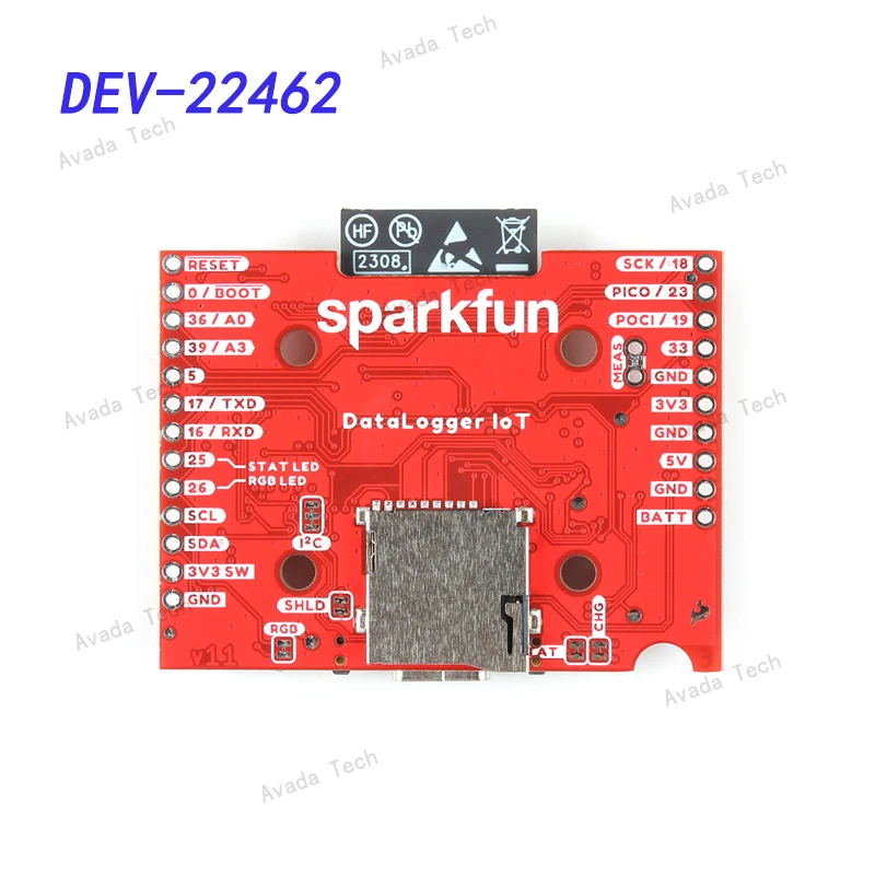 Avada Tech DEV-22462 ESP32-WROOM-32E Data Recorder Memory Evaluation Board