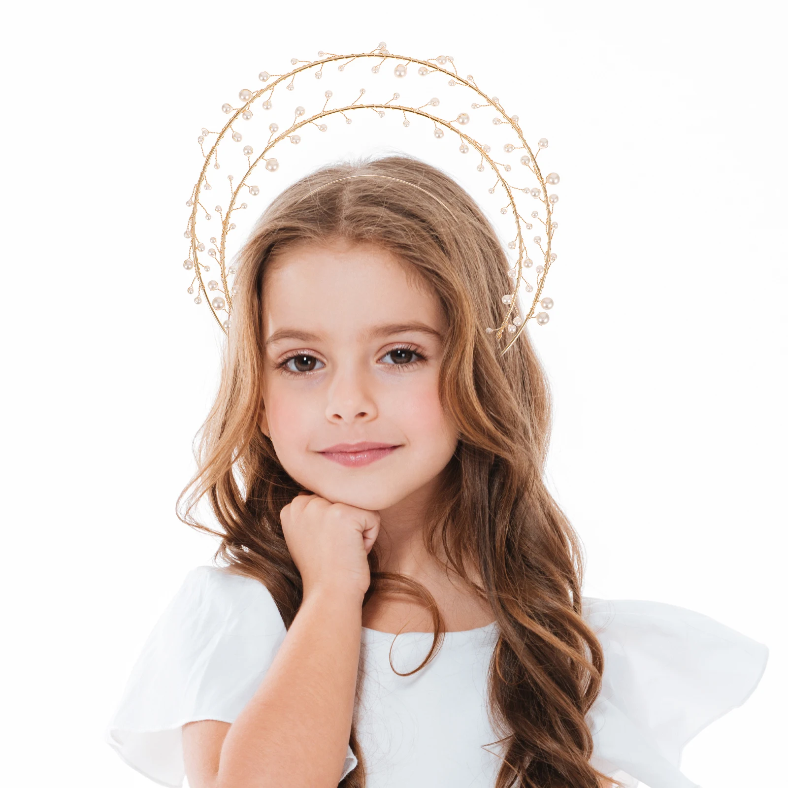 Couronne de cheveux en perles, bandeaux de Festival de Cosplay Lolita pour femmes, couvre-chef de déesse Miss