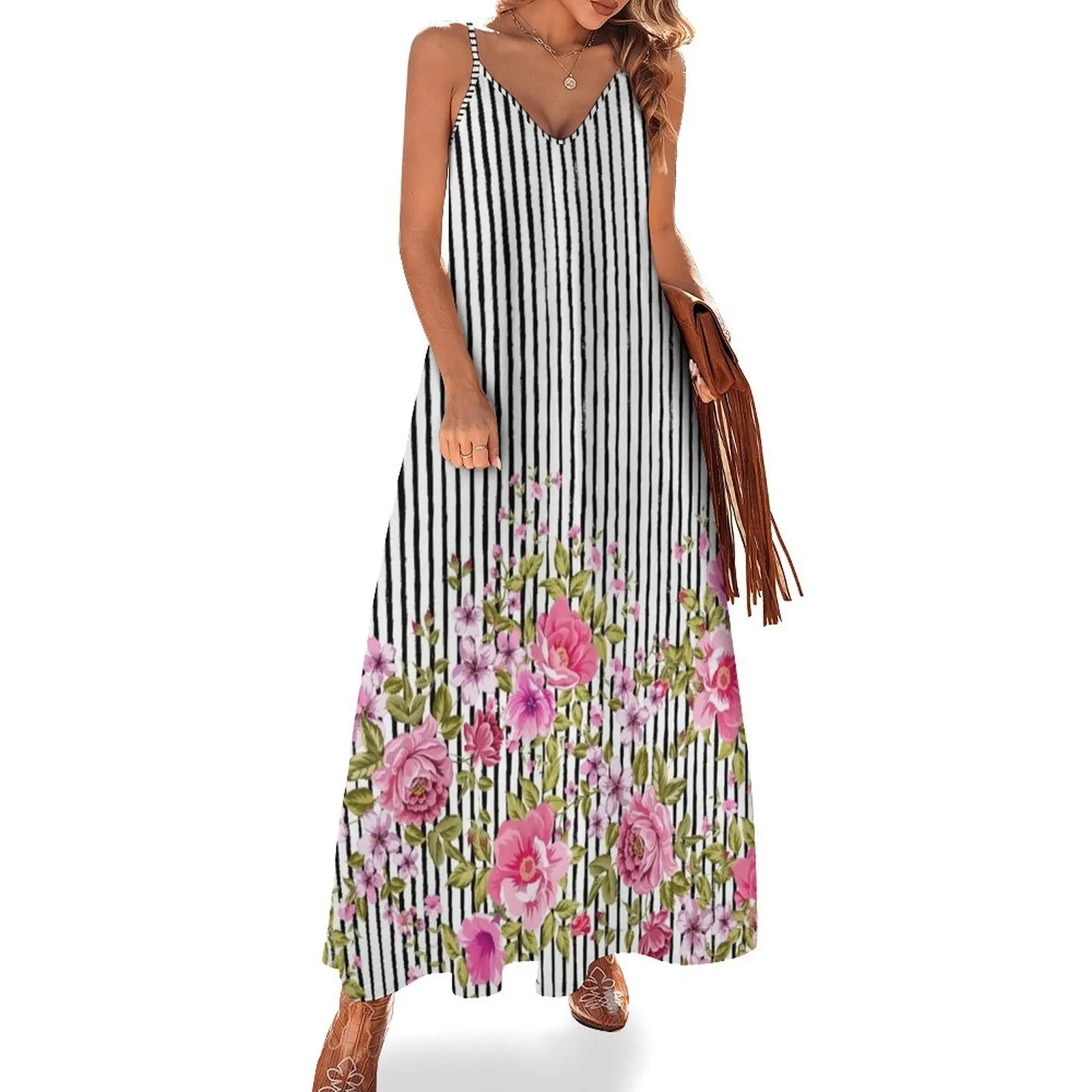 

Plaid Flowers Sleeveless Dress women party dresses Women's summer long dress summer dresses for women 2024