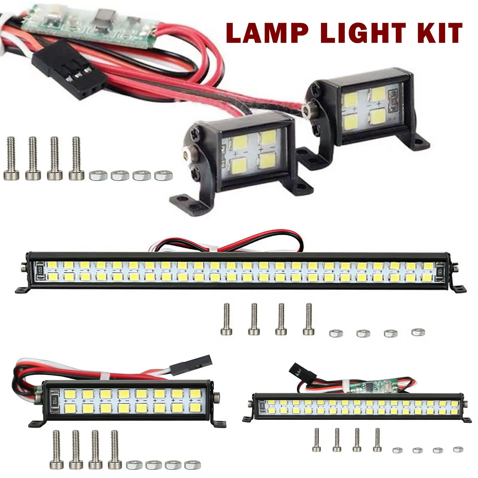 Spotlight Dual-Row Roof Lamp Light Kit For SCX10 D90 TRX4 1/10 RC Climbing Car Double row LED super bright light 4.8-7V