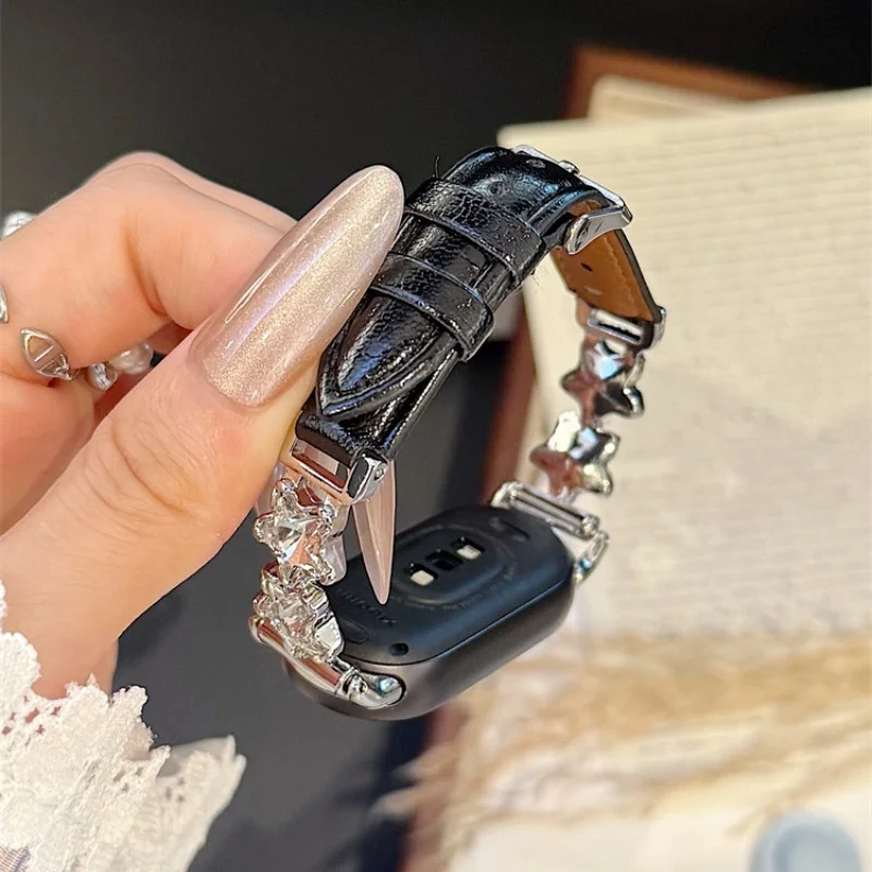 

Pentagram leather is suitable for Xiaomi Band 8Pro/9Pro，For Mi band 3/4/5/6/7，8/8NFC/9/9NFC/10/10NFC，For Redmi Watch5/4