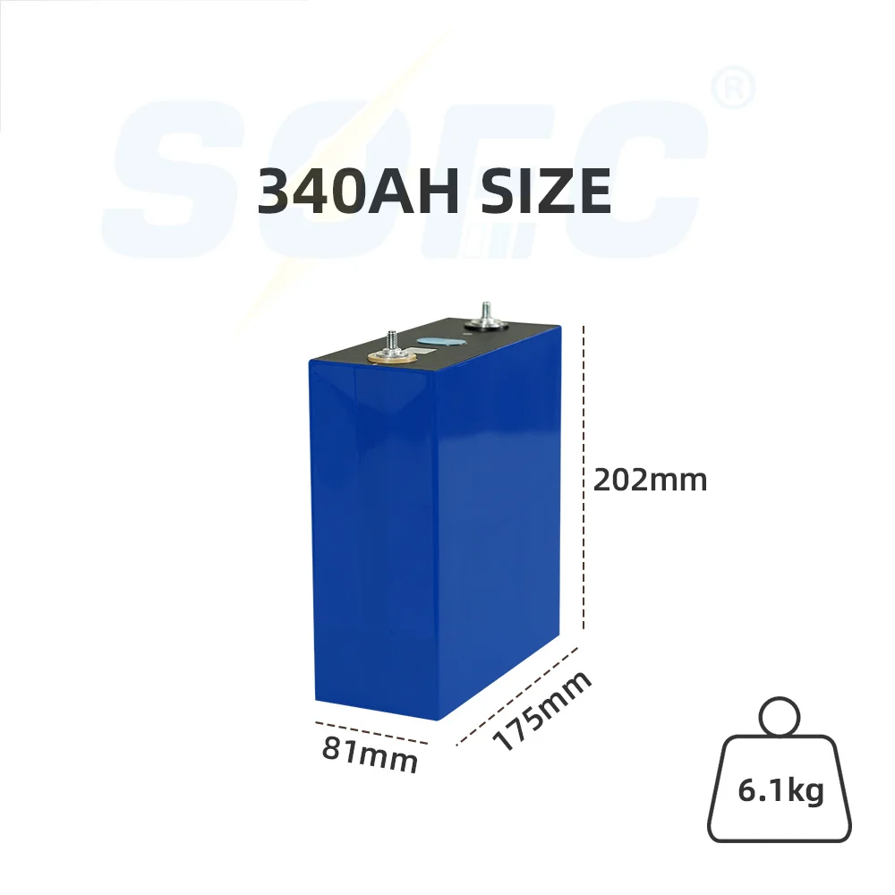 SOEC 3.2V 340AH Lifepo4 Battery Cell Rechargeable Lithium Iron Phosphate 12V 48V Battery Cell for EV RV Boat Solar EU Free Tax