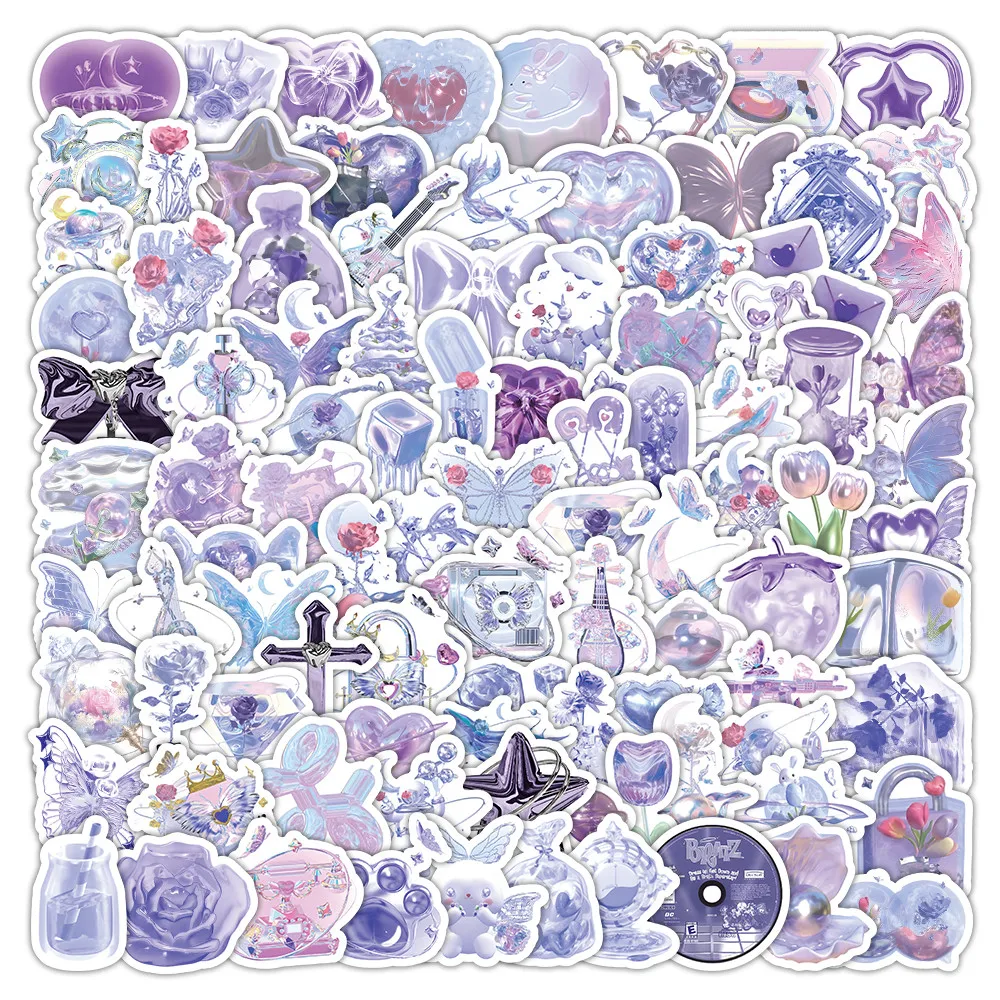 

103Sheets Sparkly Vibrant Purple Glitter Stickers - Decorative Materials for Scrapbook & Stationery DIY Decor Papery Pop Store