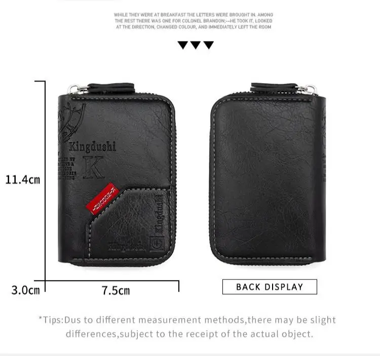 Homefish Vintage Slim Wallet mit Reißverschluss, RFID-Schutz, 11 Kartenfächern, Retro-Stil, Geschenk für Männer und Frauen – Detail 4