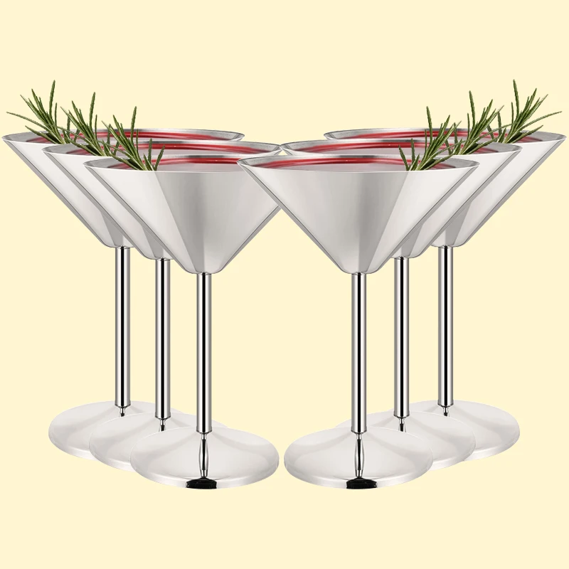 

6 шт. элегантные бокалы для вина Martell, 200 мл, небьющиеся металлические бокалы из нержавеющей стали для коктейля Martell, бокалы для вина для вечеринки, бара, свадьбы
