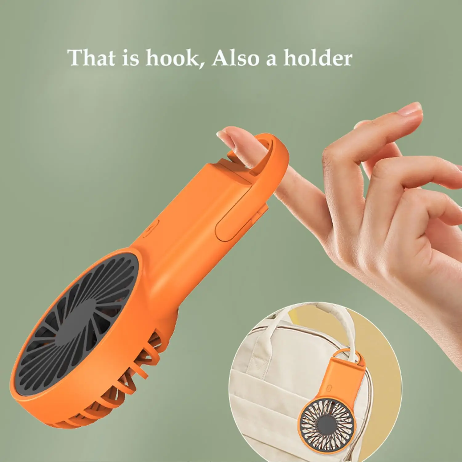 Mini Portable Fan Powerful Handheld Fans Rechargeable 3 Speeds Personal Small with Hook Small Personal Desk for Indoor Outdoor
