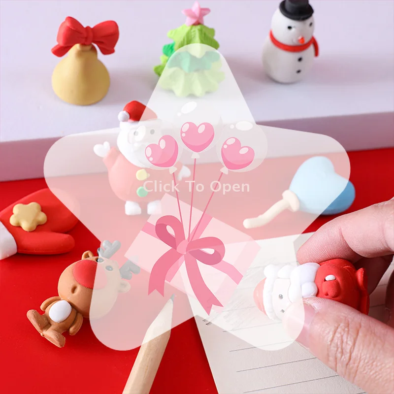 Kerst Gummen Cadeauset Studenten Briefpapier Schoolbenodigdheden Leuke Cartoon Gummen Geschenken