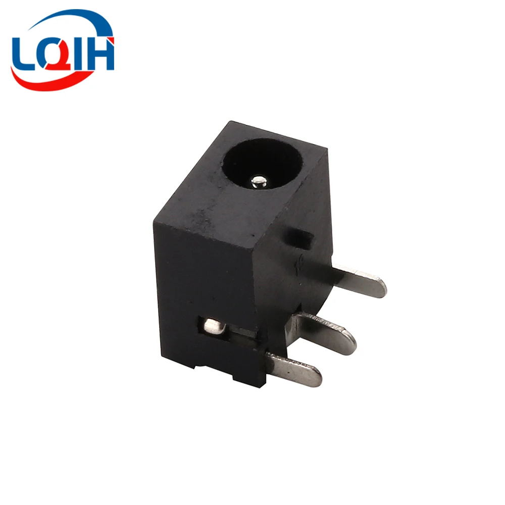 10pcs DC-006 3.5x1.3mm Black DC Power Jack Socket 3.5*1.3mm DC Connectors Supply Barrel-Type Right Angle PCB Mount Terminal