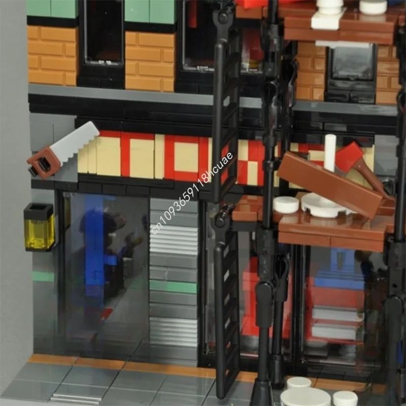 5764개 MOC 모듈형 하드웨어 스토어 보관소 모듈형 모델 빌딩 크리스마스 선물 블록 장난감 DIY 창의적 아이디어 브릭 키즈