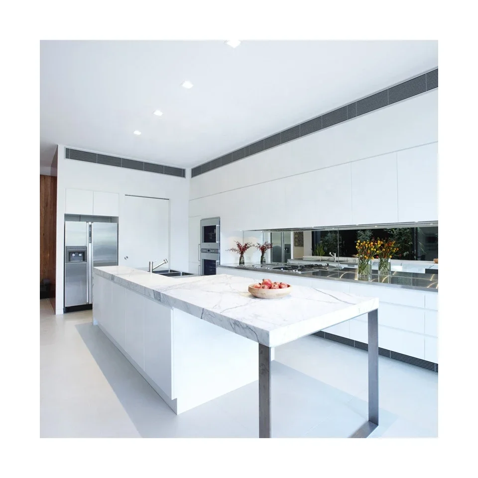 Best Price Bintan Flat Polish White Kitchen Countertop Artificial Quartz Island Tops