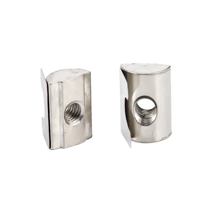 yes50PCS/LOT M4 M5 M6 M8 Drop in Sheet Nut Spring Nut Roll in T Nut For EU Aluminum Profile 3030 4040 4545 Series