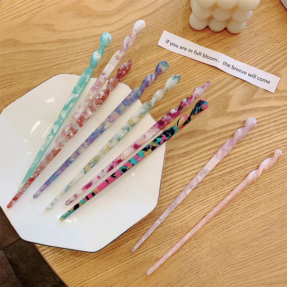 

Women Girls Vintage Marbling Pattern Acrylic Disk Hair Hairpins Hair Accessories Hair Sticks