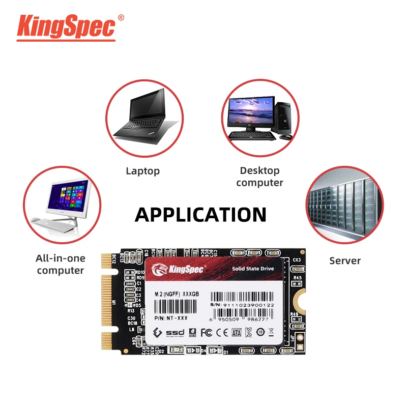 KingSpec – disque dur interne SSD, M.2, NGFF, avec capacité de 120 go, 240 go, 1 to, 2 to, pour ordinateur de bureau, 2242 2280