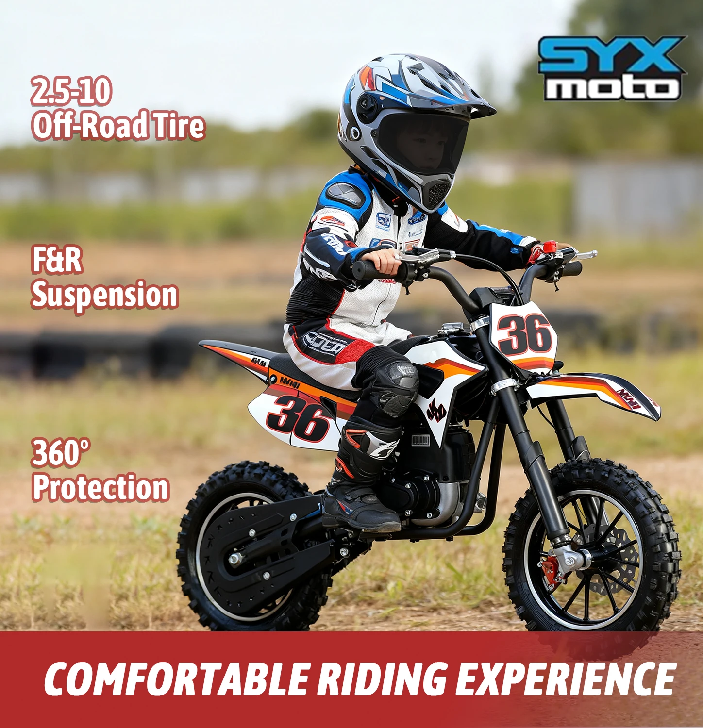 SYX MOTO 40cc 어린이를위한 먼지 자전거 4 스트로크 가스 구동 미니 구덩이 자전거 오프로드 오토바이 어린이를위한 선물 오토바이 먼지 자전거