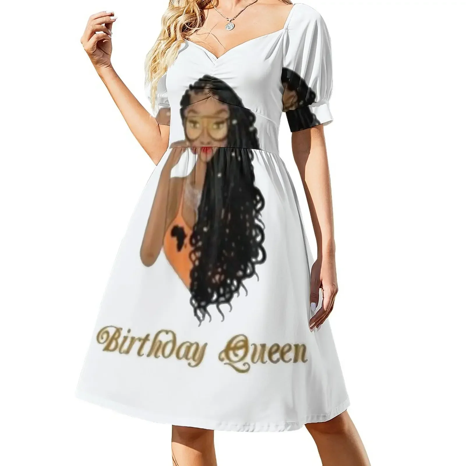 

Birthday Queen Short-Sleeved Dress cute dress luxury woman party dress Women dresses summer