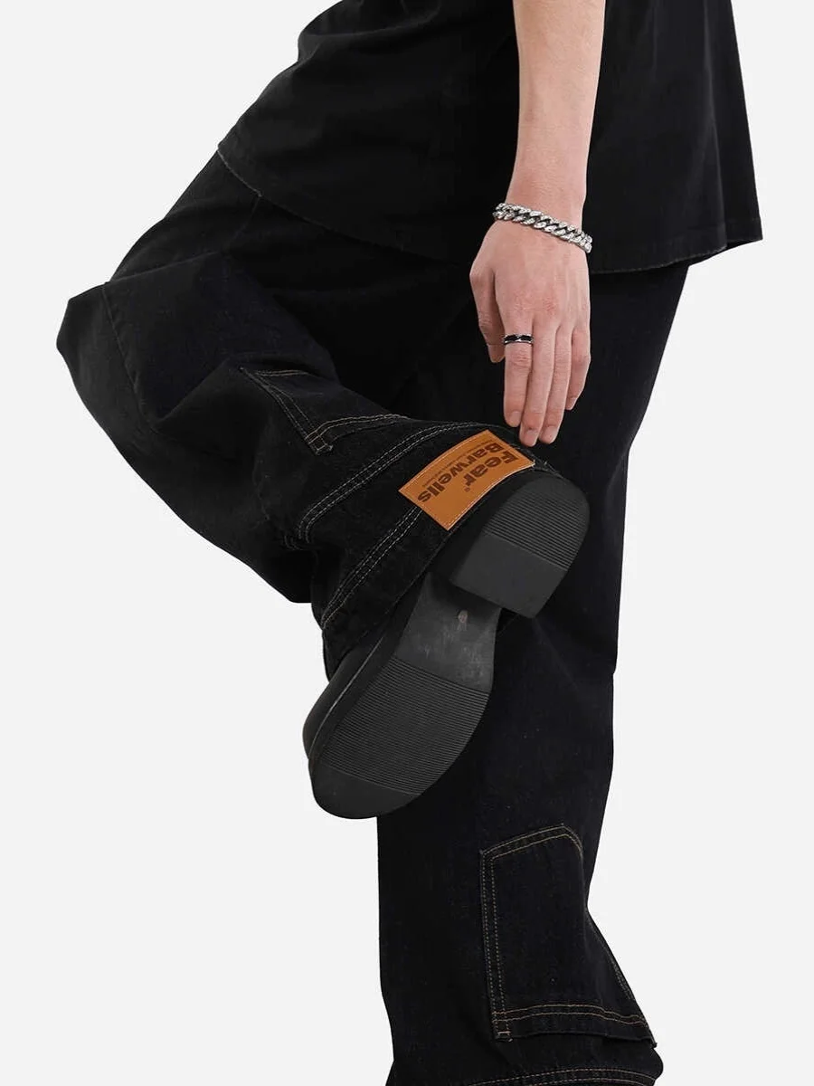 Calça jeans de perna larga americana sle, design baward, solta, reta, feminina, casual, cintura alta, calças compridas