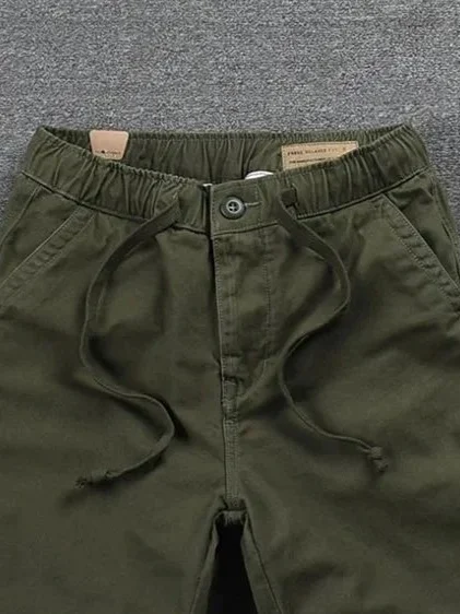 Casual Men's Short Pants Loose Fit Summer Sport Running Washed Fourths mid Waist Polyester Fiber Straight Leg Pure Color