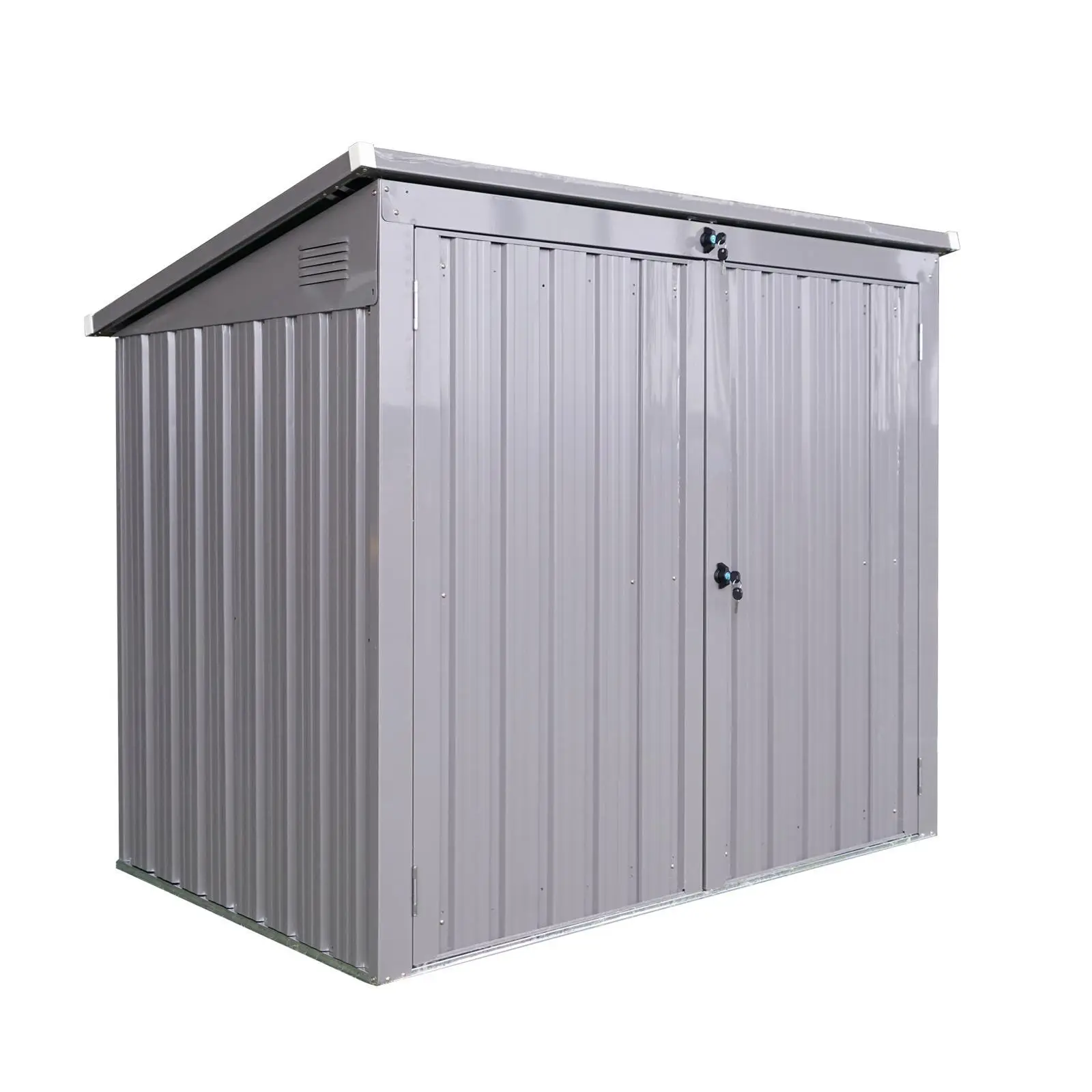 

Galvanized Steel Garbage Bin Shed Outdoor Double Trash Can Storage Shed for Backyard Wind Rain Protection