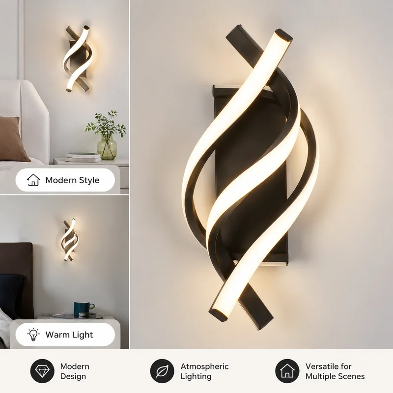 Wall Light Modern Nordic Long Strip LED Sconce, Aluminum Acrylic Fixture for Entryway Patio Balcony Bedroom Hotel Decor New Lamp