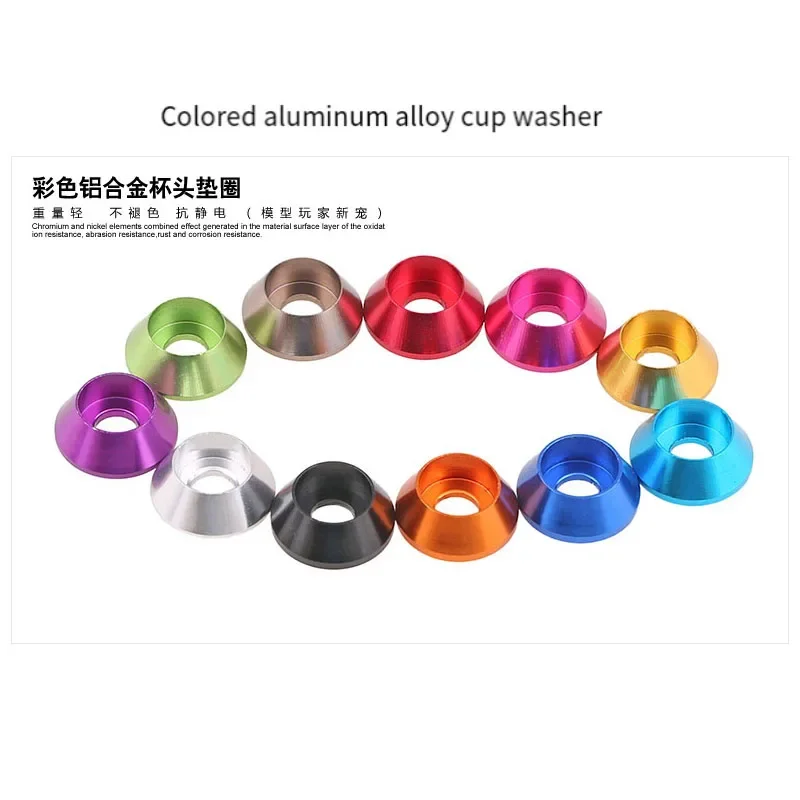 

5Pcs/lot Cap Head Aluminum Washer M4 M5 M6 Corlorful Aluminum Alloy Cone Gasket Washer For RC Parts Bolt Washer Screw Capv