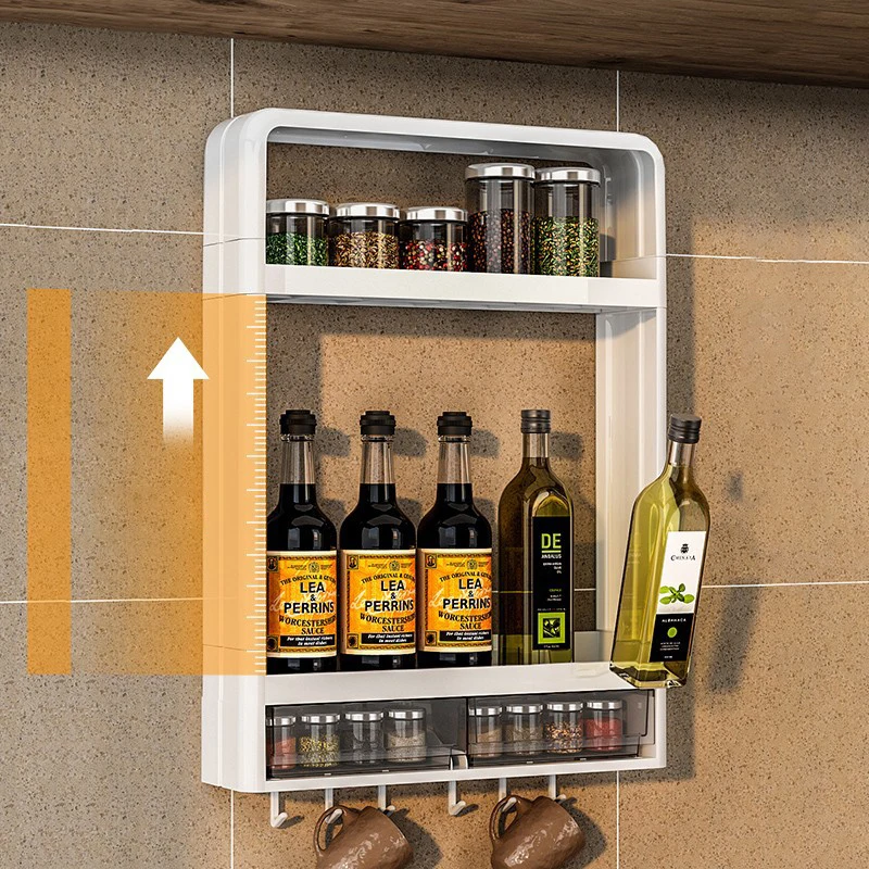 Bathroom Shelves Kitchen Seasoning Bottle Storage Rack Wall-mounted Storage Rack Cosmetics Organizer Bathroom Kitchen Organizer