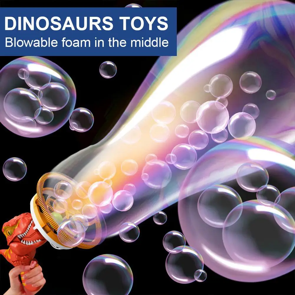 Cartoon Dinosaur Shaped Bubble Maker para crianças, brinquedo ao ar livre portátil, festa, alimentado por baterias