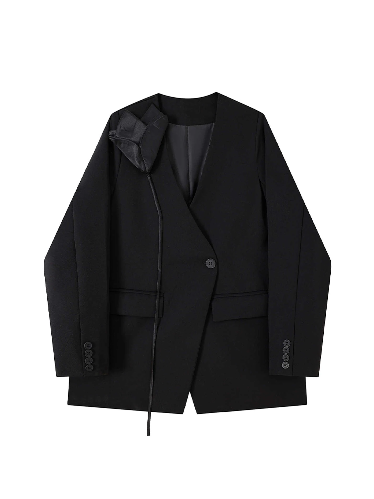 

Женский черный готический пиджак, винтажная верхняя одежда с длинными рукавами, повседневный костюм с 3D цветочным принтом, пальто Harajuku Y2k, эмо 2000-е, осенняя одежда