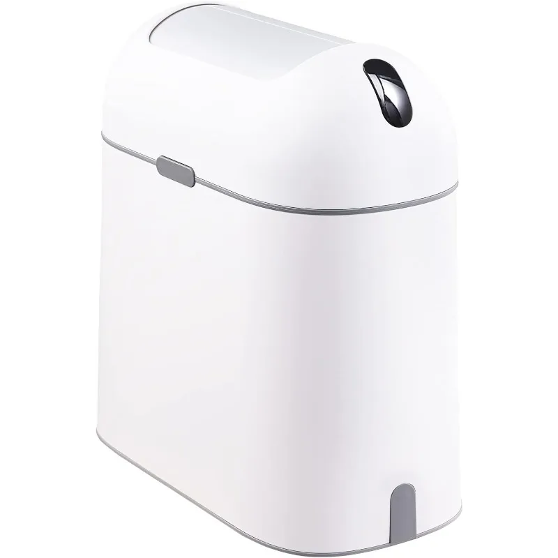 Motion Sensor Bathroom Trash Can, 2.5 Gallon Waterproof Trash Bin with Butterfly lid, Bathroom Waste Basket Garbage Bin