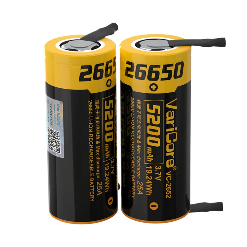 VariCore VC-2652 26650 литий-ионный аккумулятор, аккумулятор для оборудования/аккумулятор питания/напряжение 3,7 В/большая емкость 5200 мАч DIY никель