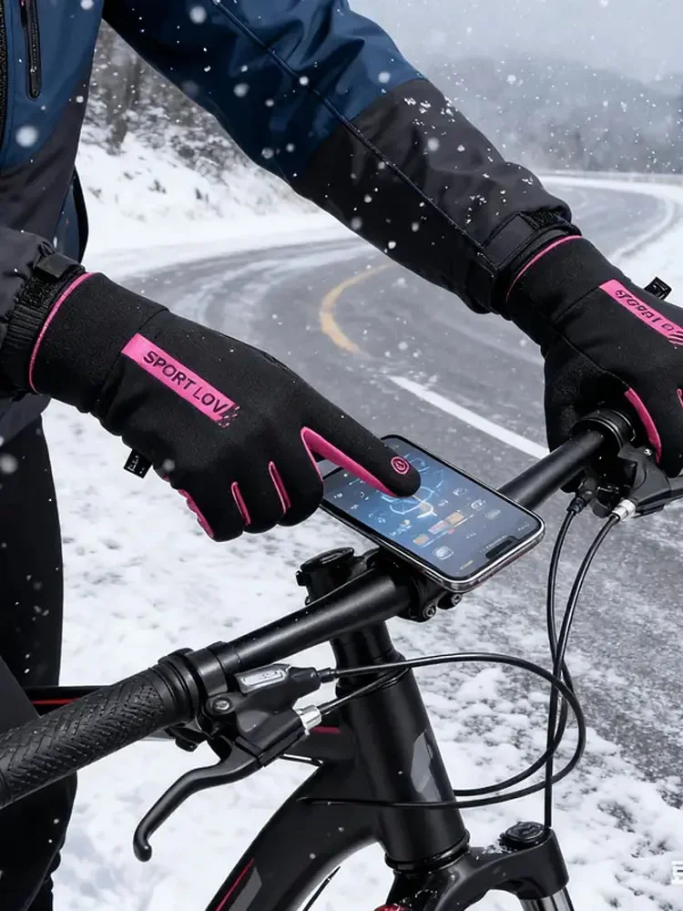 AliExpress NONE Women's Winter Warm Gloves Windproof Touchscreen Gloves for Outdoor Cycling Thick Lined Anti-Slip Gloves Perfect Christmas Gift