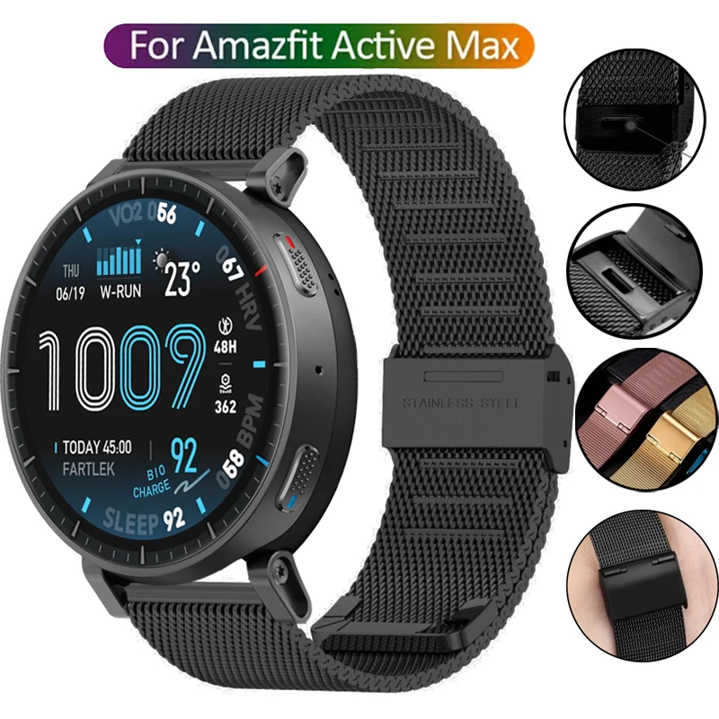 20mm 22mm Milanese Loop für Amazfit Active Max/T-Rex 3 Pro 44 48mm/Helio/Active 2/Balance 2 Metallarmband für Amazfit Bip 6 5 3/GTS