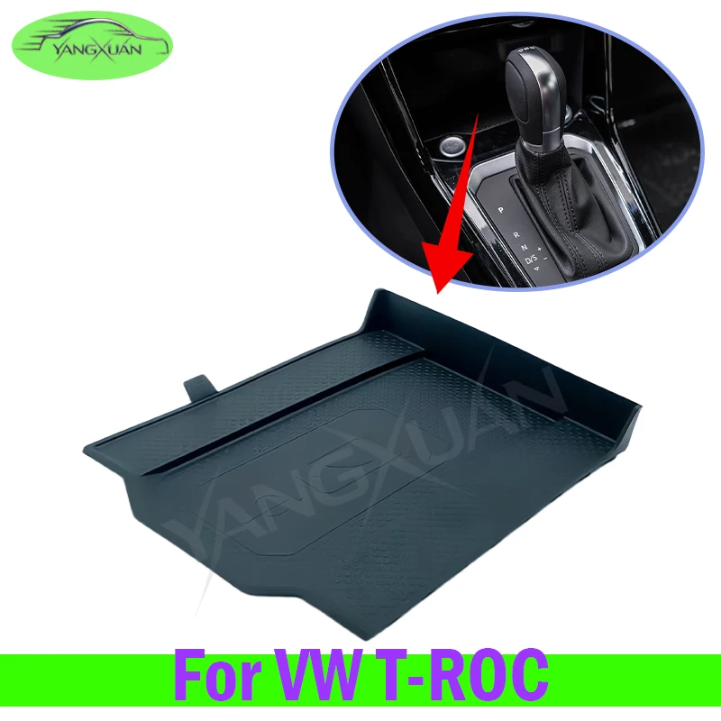Auto Center Console Wireless Charging Mat For VW T-Roc Dashboard Storage Box Wireless Charging Rubber Mat 2GA863328C82V D82V