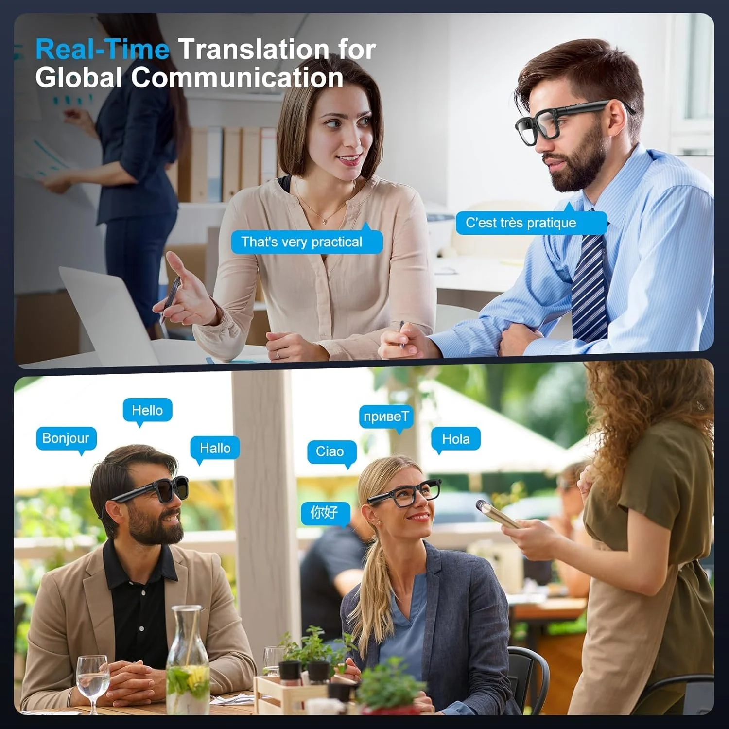 AI Smart Glasses 8MP Camera 4K Video Photo Capture Real-Time Translation Recording AI Assistant Open-Ear Audio for Object