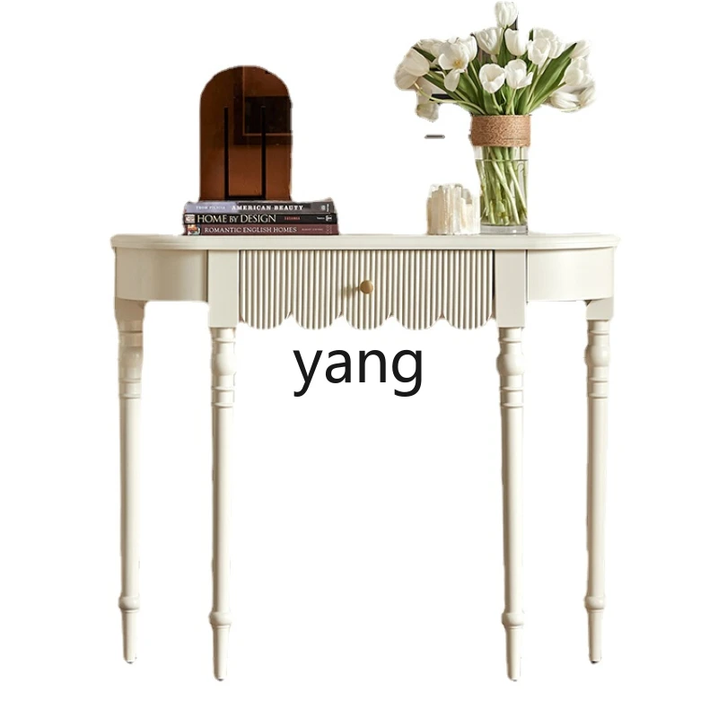 

CX Vintage Solid Wood Semicircle Home Entry Console Tables Console against the Wall Entrance Cabinet Decoration Table