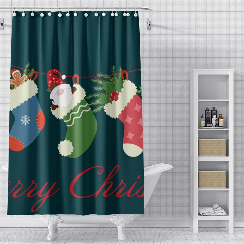 Home shower curtains for bathroom waterproof curtain fabric Modern Nordic style Living Room winter decoration Merry Christmas