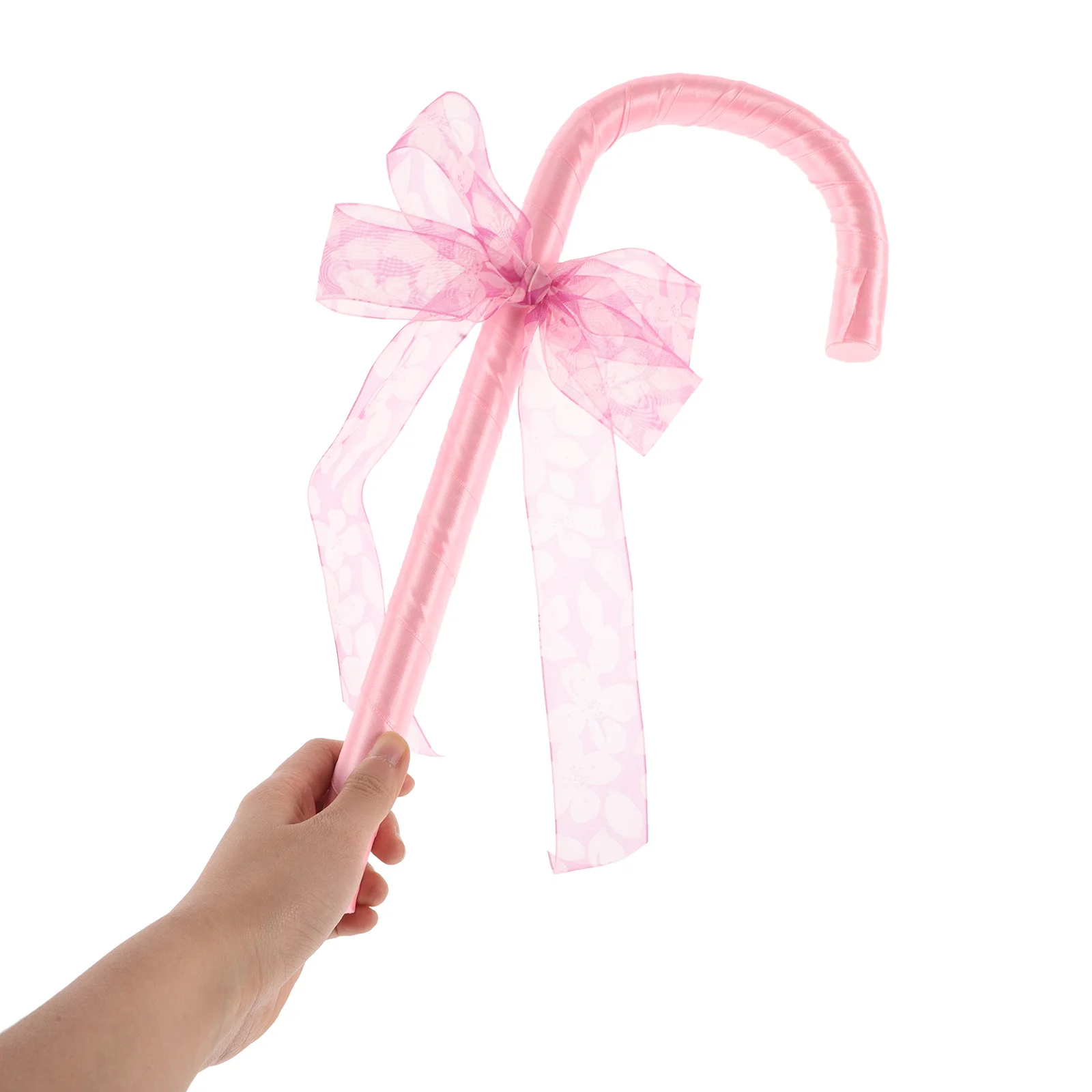 Bow Decorated Cane Kids Christmas Valentine Party Role Plastic Dance Stick Costume Crutches Fancy Walking Theatrical