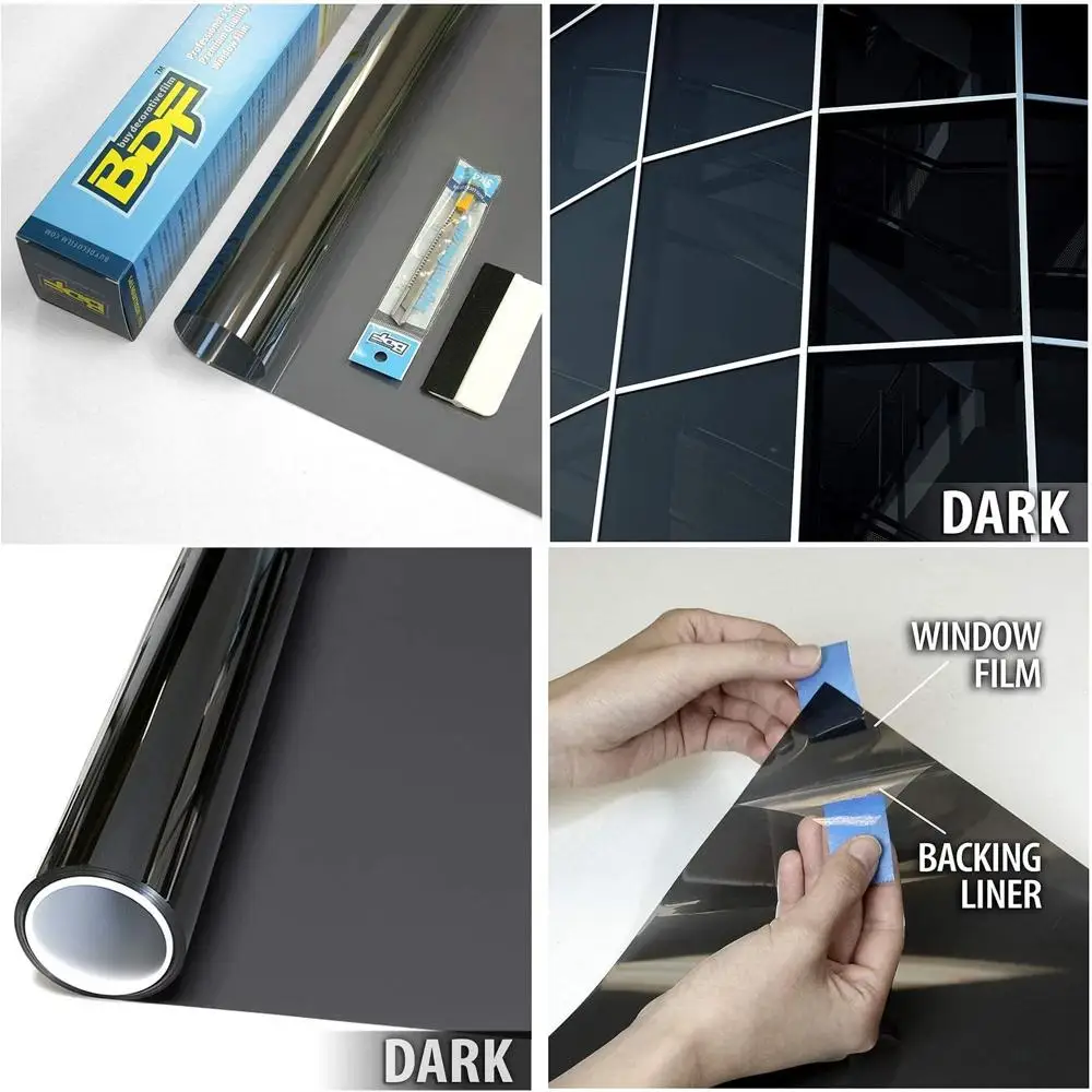 Natural Black 20 Window Film for Day Privacy and Sun Control, 36in x 24in