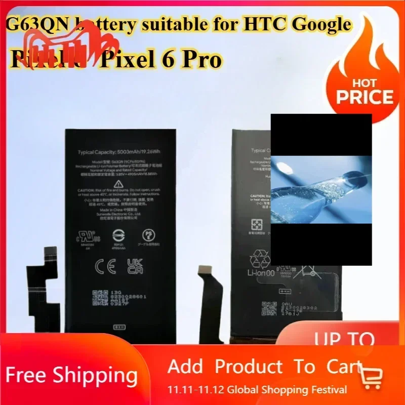 

4614mAh/5003mAh GMSB3 G63QN Battery Suitable for HTC Google Pixel 6 Pixel 6 Pro Portable Battery