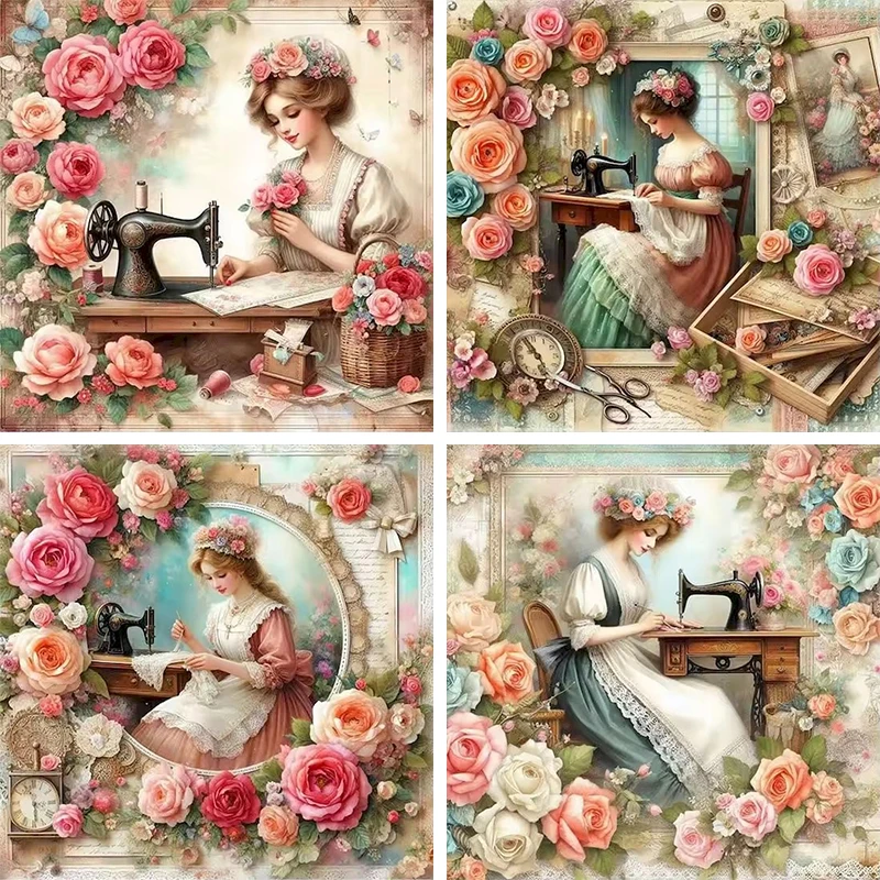 

PhotoCustom 5D Diamond Painting Woman Cross Stitch Full Square Diamond Embroidery Portrait Rhinestone Mosaic Home Decor Gift