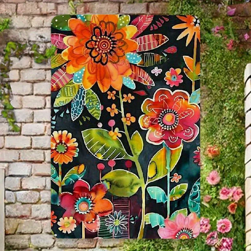 1PC Spring Summer Flower Metal Sign Wall Art Decor for Home Garden Garage Bar Man Cave All Seasons