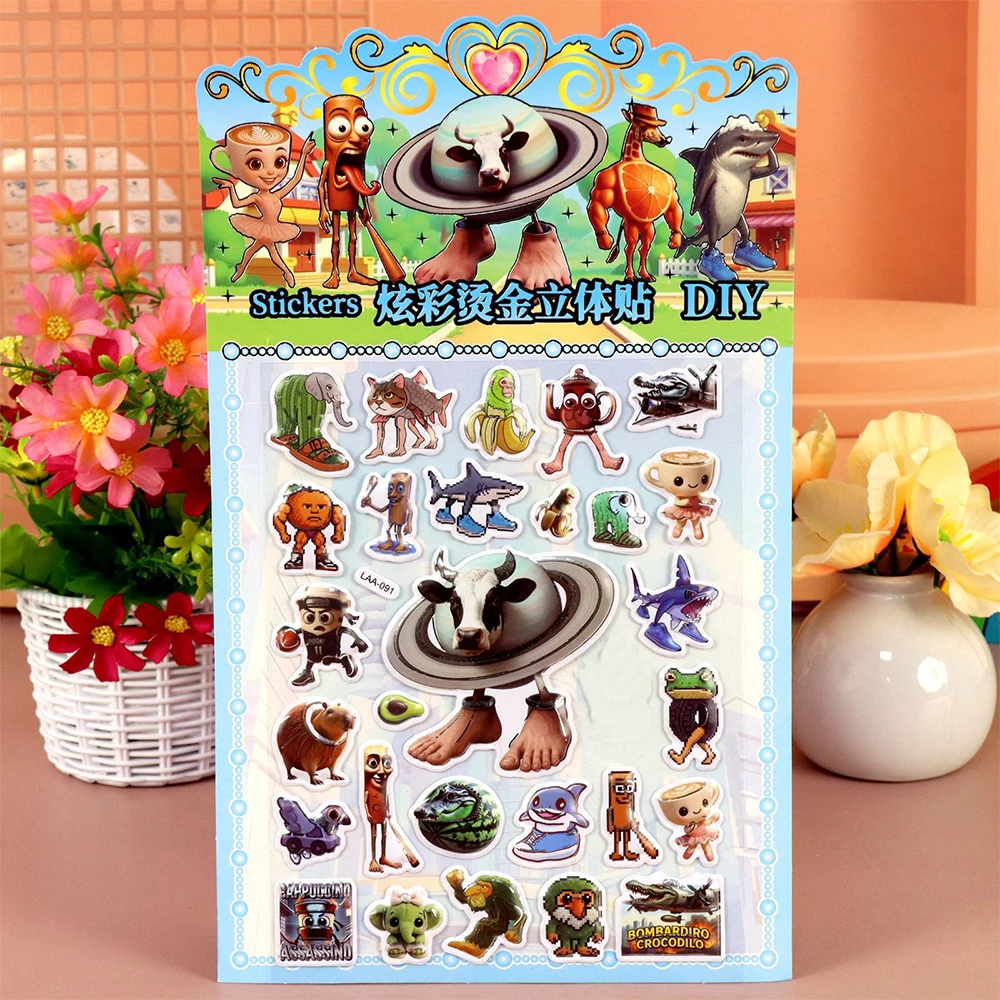 تونغ تونغ صحور الإيطالية Brainrot AI Abstrac الحيوان فقاعة منتفخ ملصقات الكمبيوتر المحمول جراب هاتف ثلاجة السيارة مضحك لاصقة تزيين #6