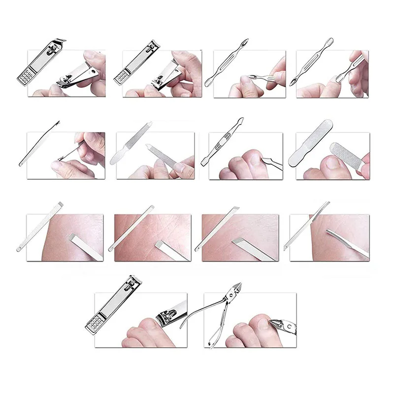 19 Teile/satz Maniküre Kit Nagel Clippers Set Edelstahl Professionelle Pflege Kits Nagel Pflege Werkzeuge Mit Luxuriöse Reise Fall