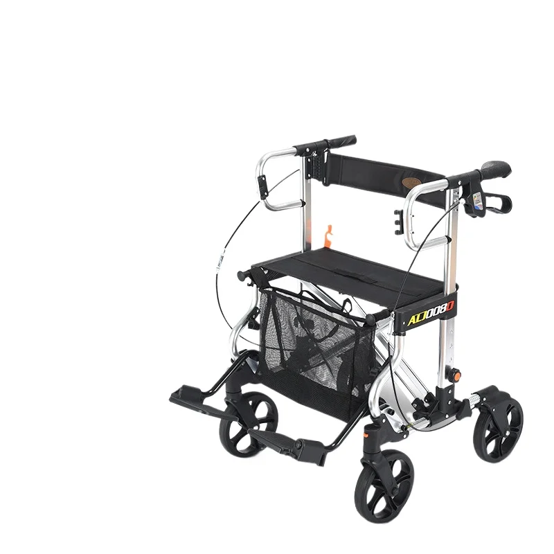 

Тележка для покупок пожилых людей, ручная тележка для покупок, четырехколесная складная тележка из алюминиевого сплава